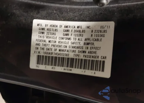 2012 Acura Tl 3.7 z USA, uszkodzony, nr VIN 19UUA9F74CA002082